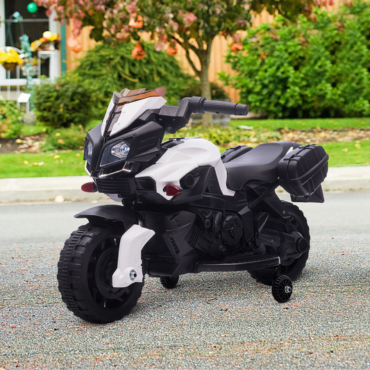 White 6V Electric Kids Motorcycle Ride-On Toy