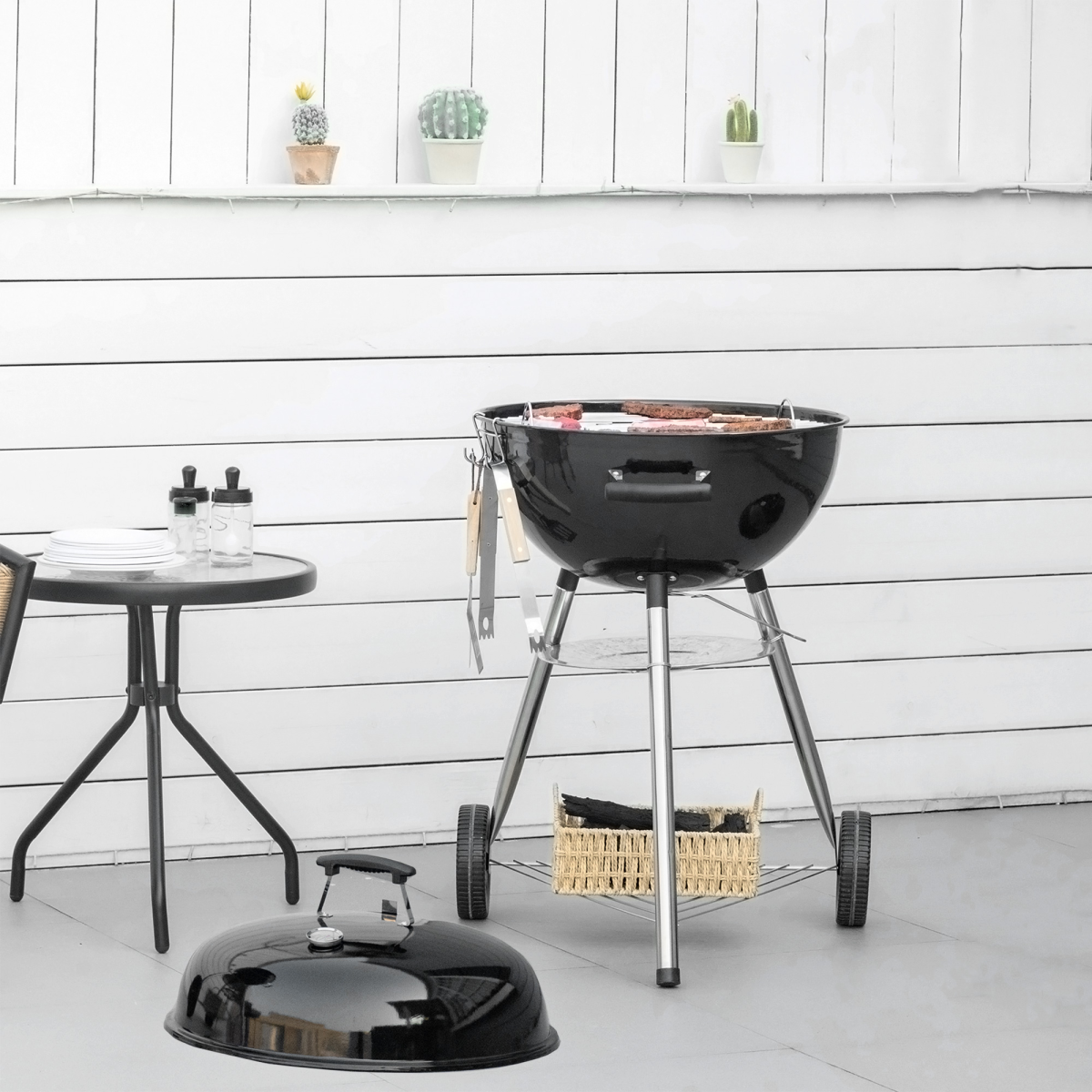 Portable Charcoal Grill & Smoker with Cover