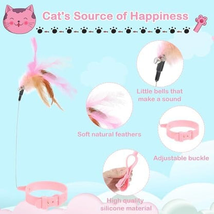 2Pcs Cat Collar Toy Adjustable Cat Feather Neck Collar Toy