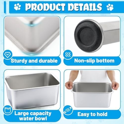3 Gallons Large Elevated Dog Water Bowl - 11.5'' H Sturdy Stainless Steel Raised Dog Bowl with Stand