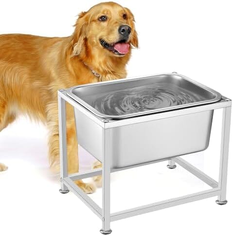 3 Gallons Large Elevated Dog Water Bowl - 11.5'' H Sturdy Stainless Steel Raised Dog Bowl with Stand