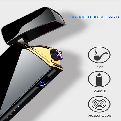 Electric Rechargeable Cigarette Lighter : Windproof Metal Portable Lighter USB
