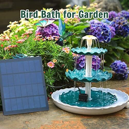 3 Tiered Bird Bath with 3.5W Solar Pump DIY Solar Fountain