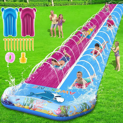 33 FT Extra Long Double Lawn Water Slide for Kids & Adults