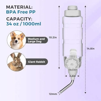 34oz Auto Feeding Crate Water Bottle for Pets