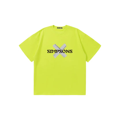 The Simpsons© - Fun Tape Symbols -  3D Letter Print Cartoon - Loose-Fit   Short-Sleeve T-Shirt