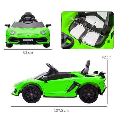 Lamborghini Aventador 12V Kids Electric Ride-On Car - Green, Fun & Stylish!