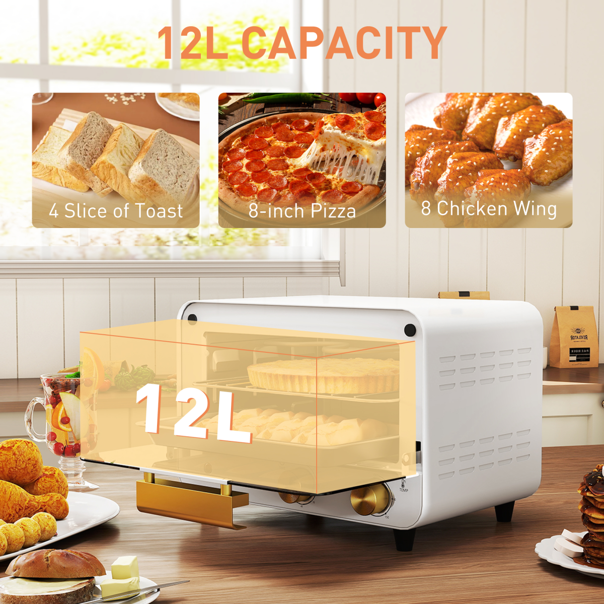 12L Mini Countertop Toaster Oven - Compact & Efficient Cooking!