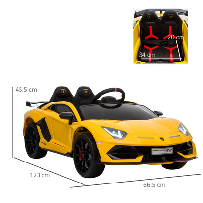 Lamborghini SVJ 12V Ride-On Car w/ Lights Music Remote 3-8 Yrs Yellow