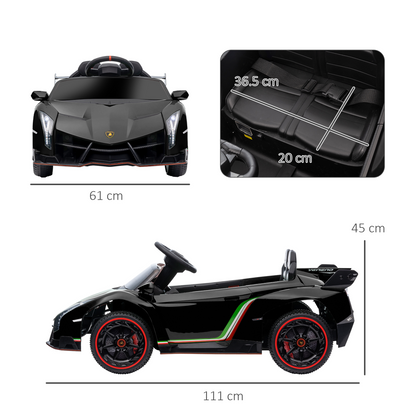 Lamborghini Veneno Kids' Electric Ride-On Car with Remote - Black