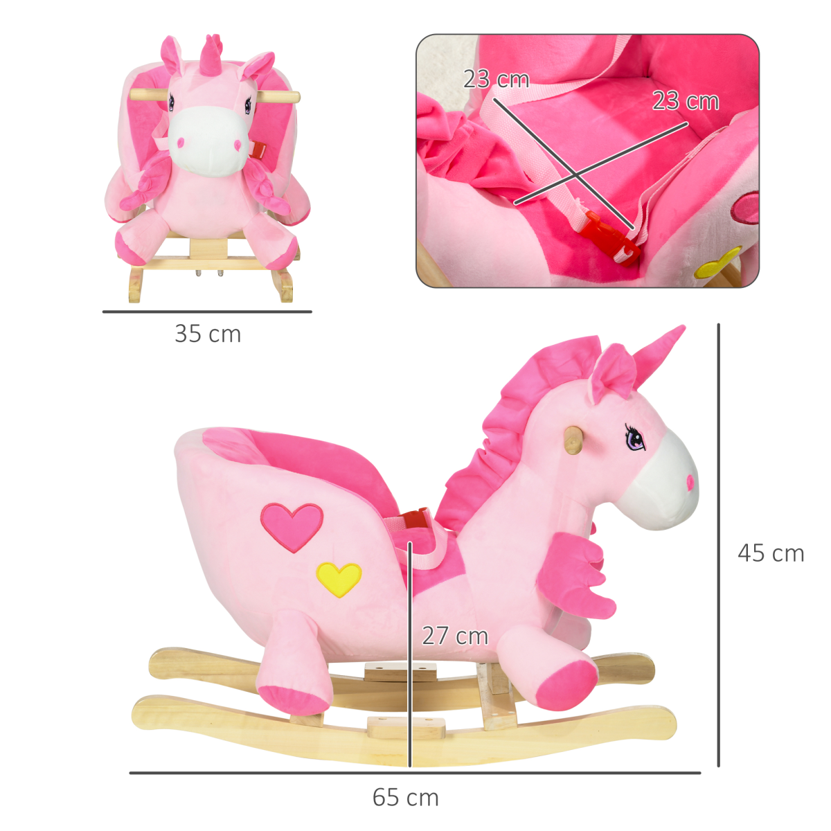 Plush Unicorn Rocking Horse with Music & Safety Belt