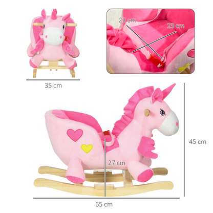 Plush Unicorn Rocking Horse with Music & Safety Belt