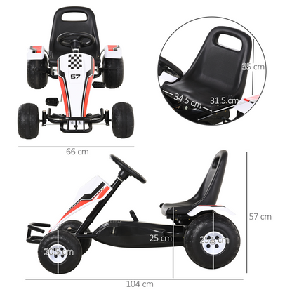 Kids' Racing Pedal Go-Kart with Steering Wheel, Gears & Brakes