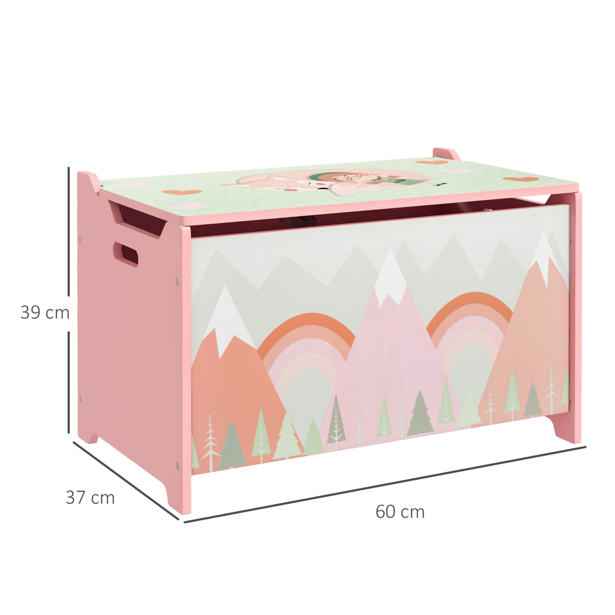 ZONEKIZ Pink Toy Box Stylish Storage Chest for Kids Toys & Games