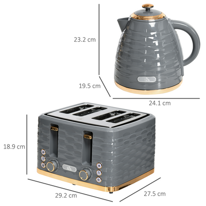 Stylish Kettle & Toaster Set: Rapid Boil & 4-Slice Perfection!