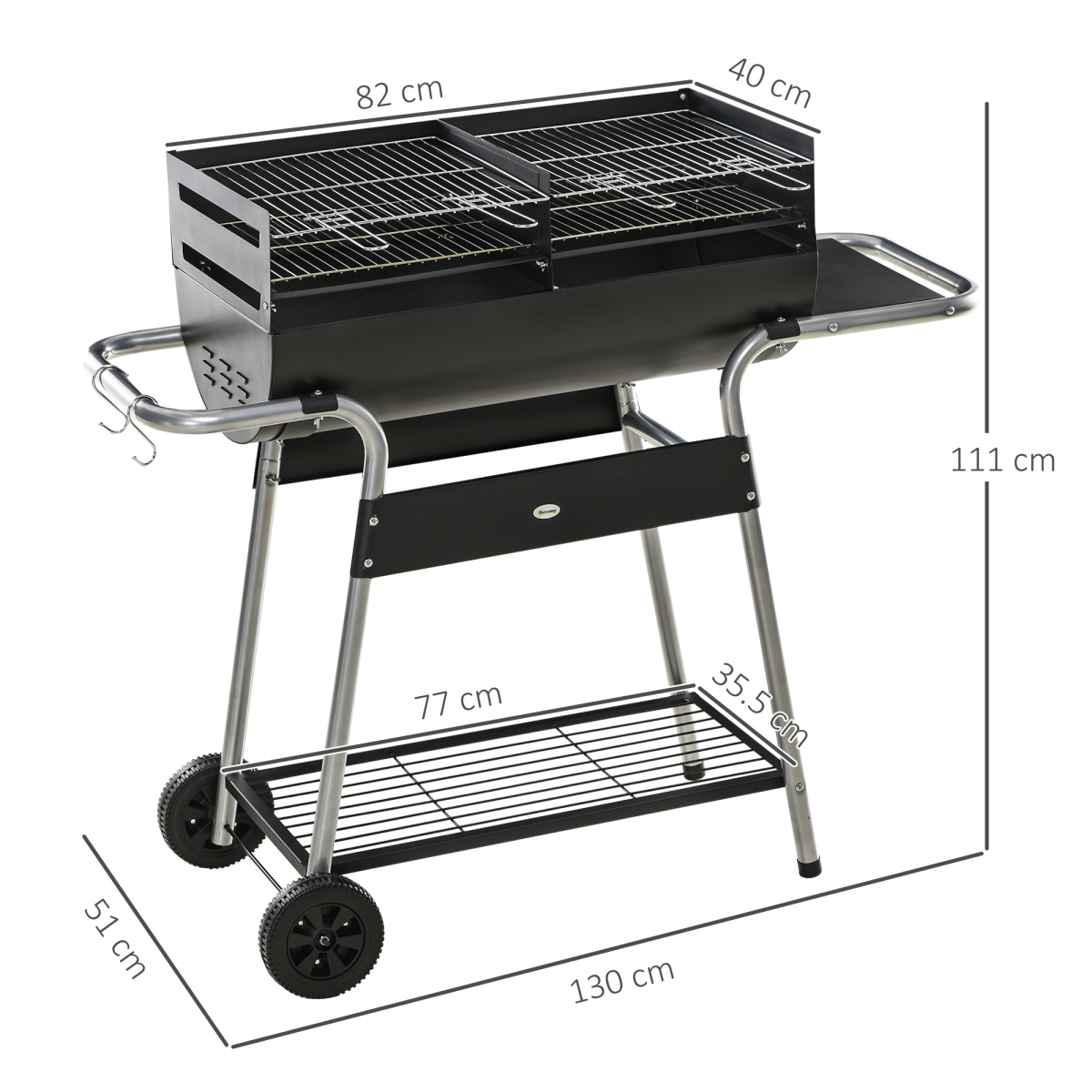 Portable Charcoal BBQ Grill Double Cooking, Easy Mobility & Storage
