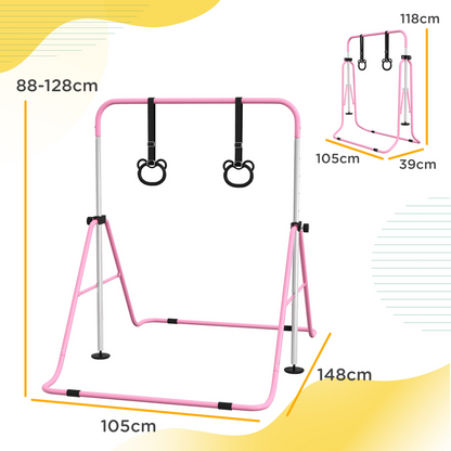 Adjustable Pink Kids Gymnastics Bar