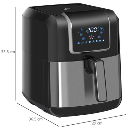 Air Fryer 1700W 6.5L with Digital Display Timer for Low Fat Cooking