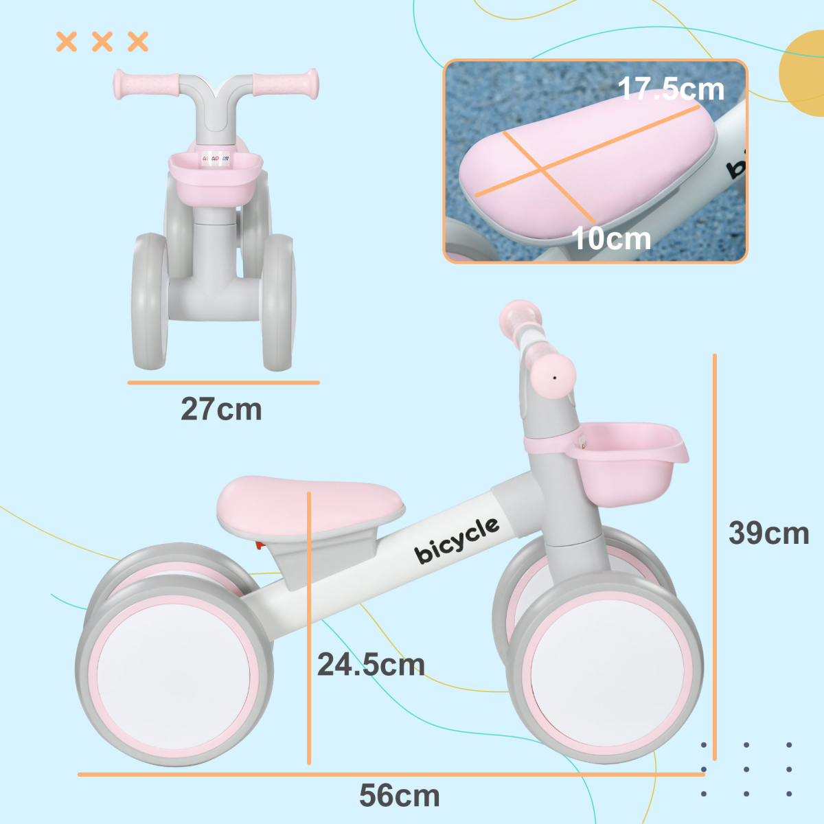 AIYAPLAY Adjustable Pink Balance Bike for Toddlers 1-3 Years - Safe & Fun!
