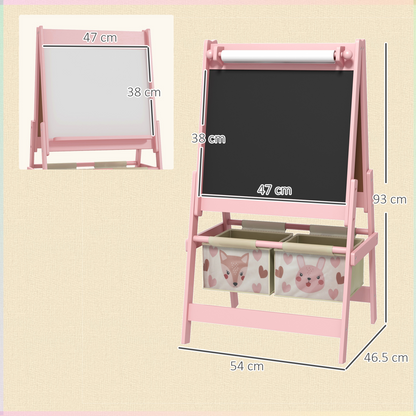 AIYAPLAY Creative Kids Easel Dual Sided Art Station with Storage - Pink