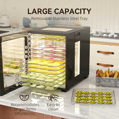 12-Tray Food Dehydrator - Powerful, Customizable 850W Snack Maker