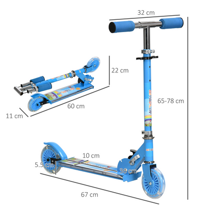 Scooter for Kids Aged 3-7 Years with Lights, Music, Adjustable Height - Blue
