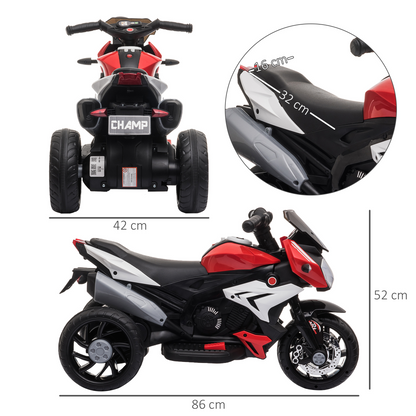 Speedy Red Kids Electric Motorcycle with 3-Wheel Design