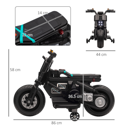 Kids 6V Electric Motorbike with Training Wheels for Ages 3-5