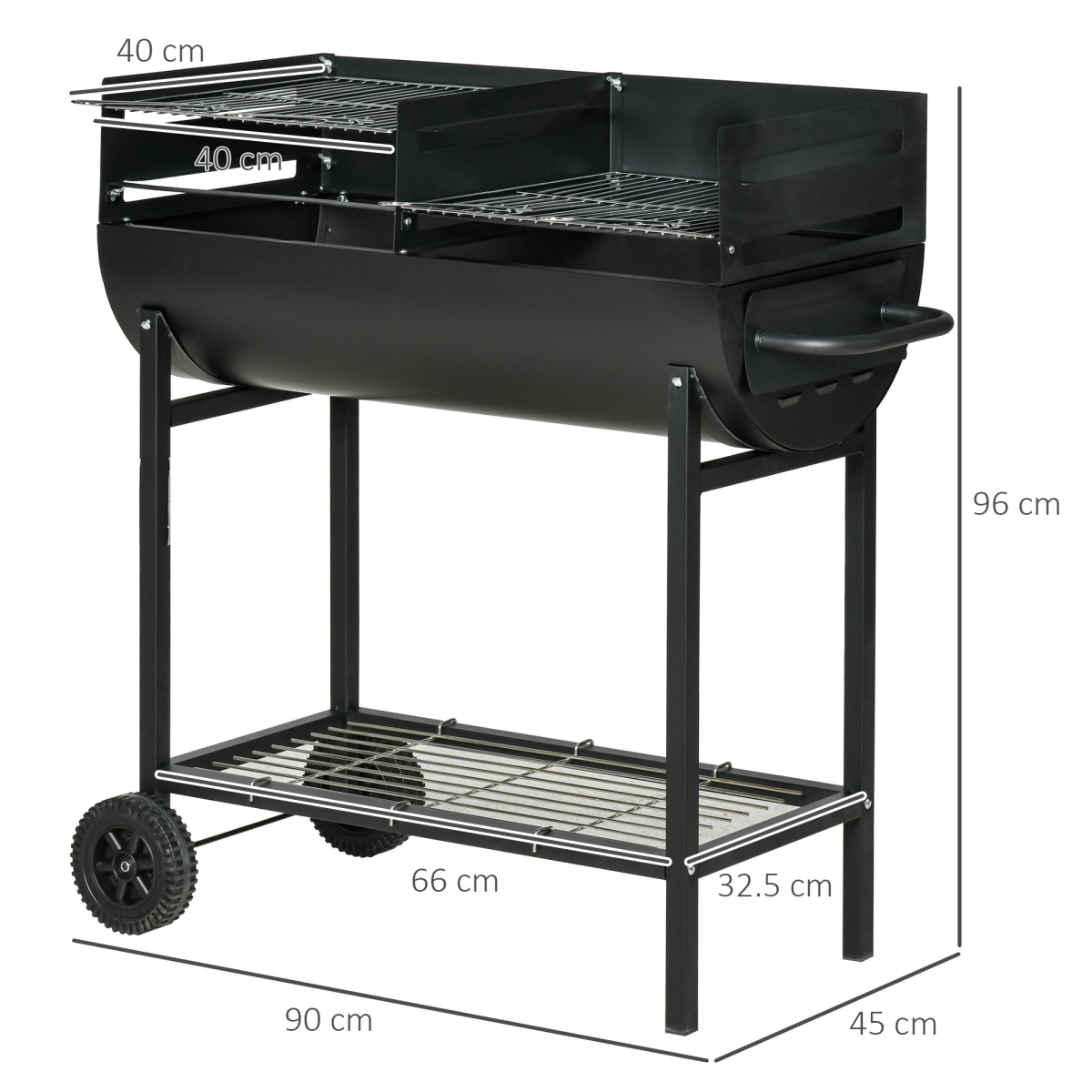 Portable 2-Grill Charcoal BBQ with Wheels