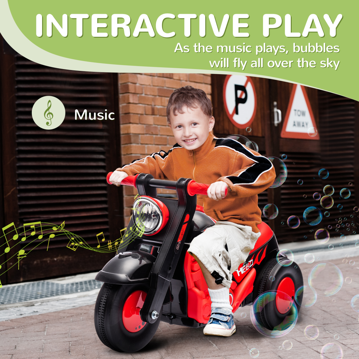 AIYAPLAY Musical Bubble Ride-On Car for Kids