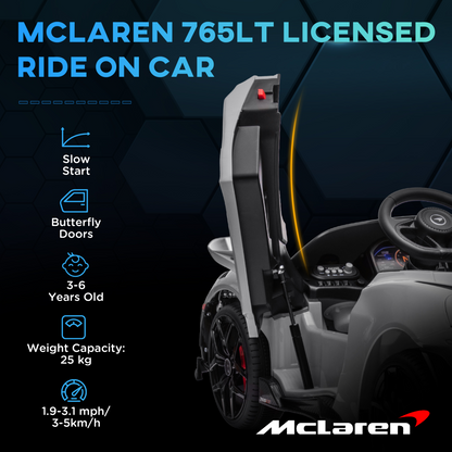 AIYAPLAY McLaren 765LT Licensed 12V Kids Ride on Car w/ MP3 Music