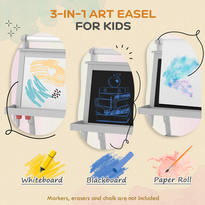 AIYAPLAY 3-in-1 Kids Art Easel: Double-Sided