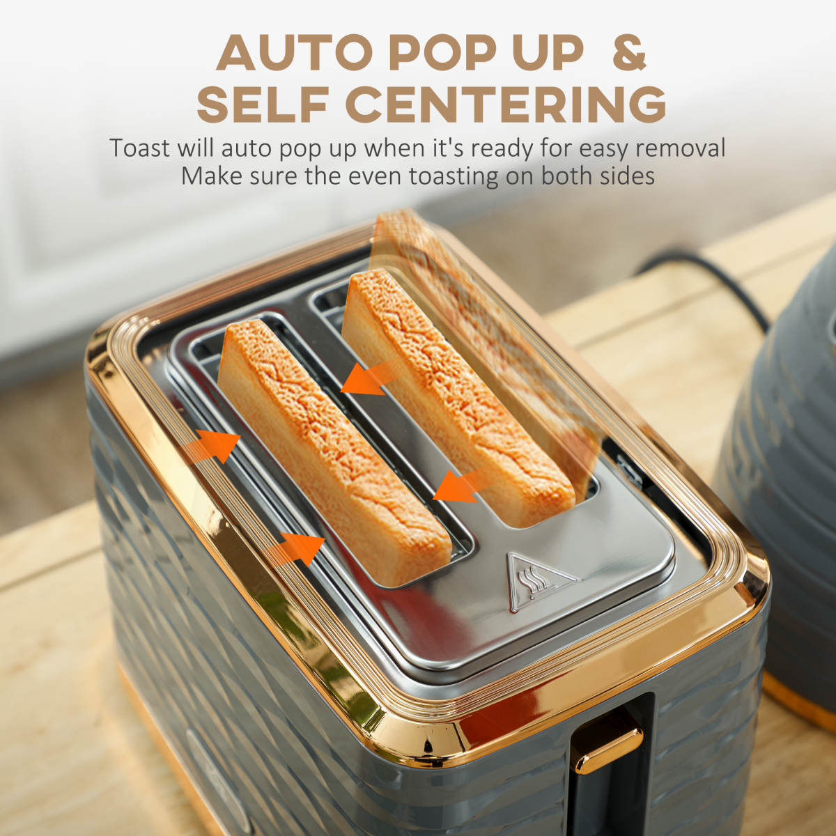 Stylish Grey Kettle & Toaster Set: Fast Boil & Perfectly Toasted