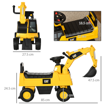 CAT Licensed Kids Ride-On Digger with Controllable Shovel - Age 1-3