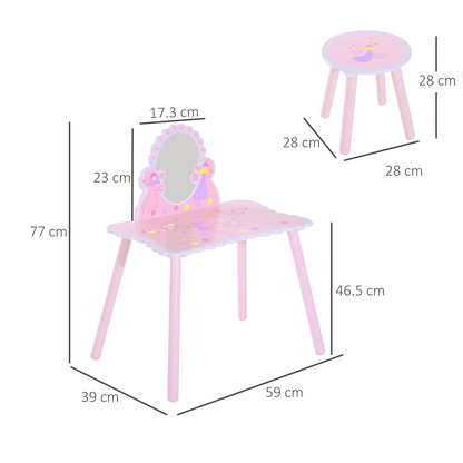 Enchanting Girls Pink Dressing Table Play Set