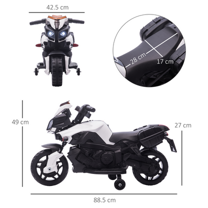 White 6V Electric Kids Motorcycle Ride-On Toy