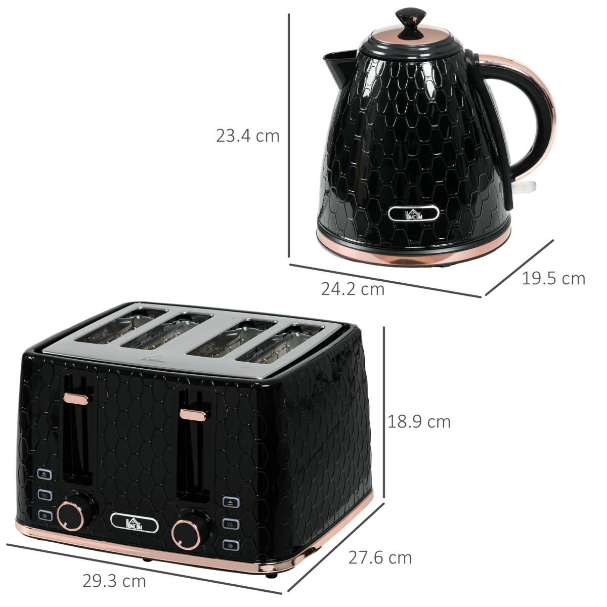 Stylish 1.7L Kettle & Toaster Set - Defrost, Reheat & Honeycomb Design!