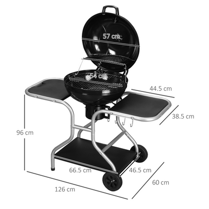 Portable Charcoal Trolley Grill with Wheels