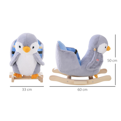 Musical Penguin Plush Rocking Horse for Kids - 32 Songs