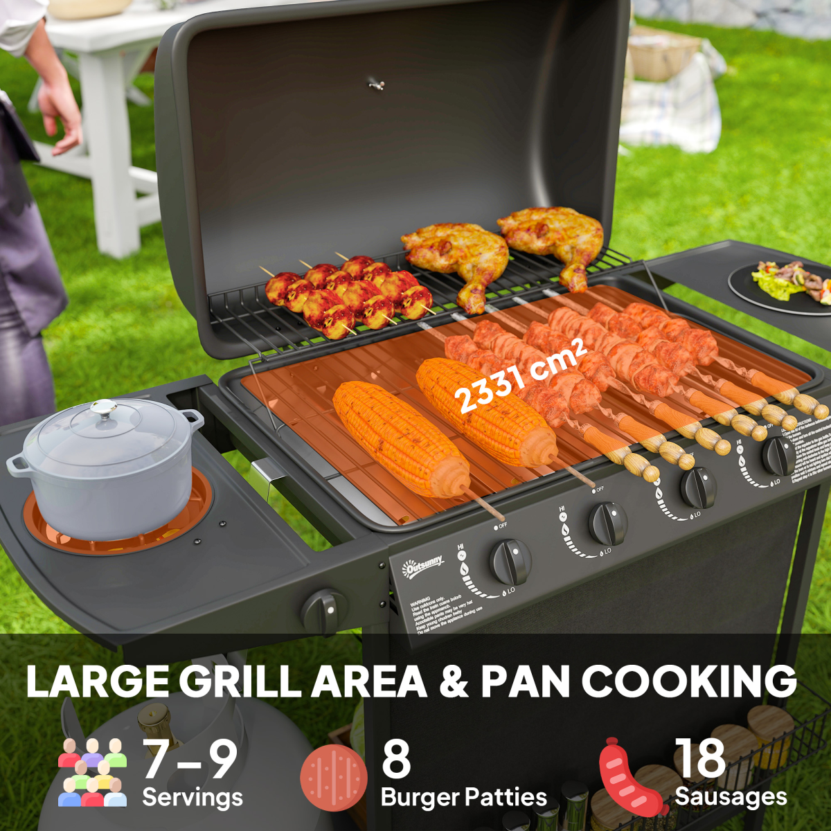 5-Burner Portable Gas BBQ Grill