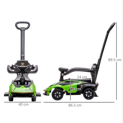 Lamborghini Essenza SCV12 2-in-1 Toddler Push Car & Ride-On - Green