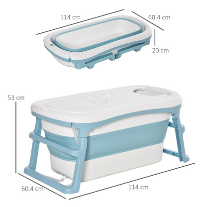 Space-Saving Foldable Kids Bathtub with Lid for Ages 1-12