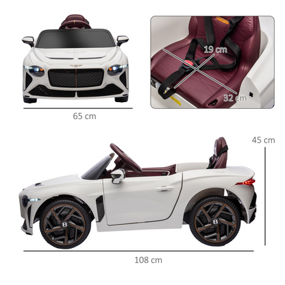 Luxury Bentley Bacalar 12V Kids Electric Car - White | Ultimate Ride for Ages 3-5