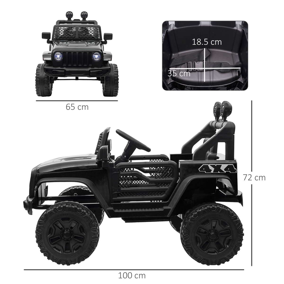 Ultimate 12V Kids Off-Road Electric Ride On Car with Remote Control - Black