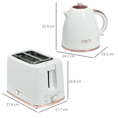 Stylish Kettle & Toaster Combo: 1.7L Rapid Boil & 2-Slice Perfection