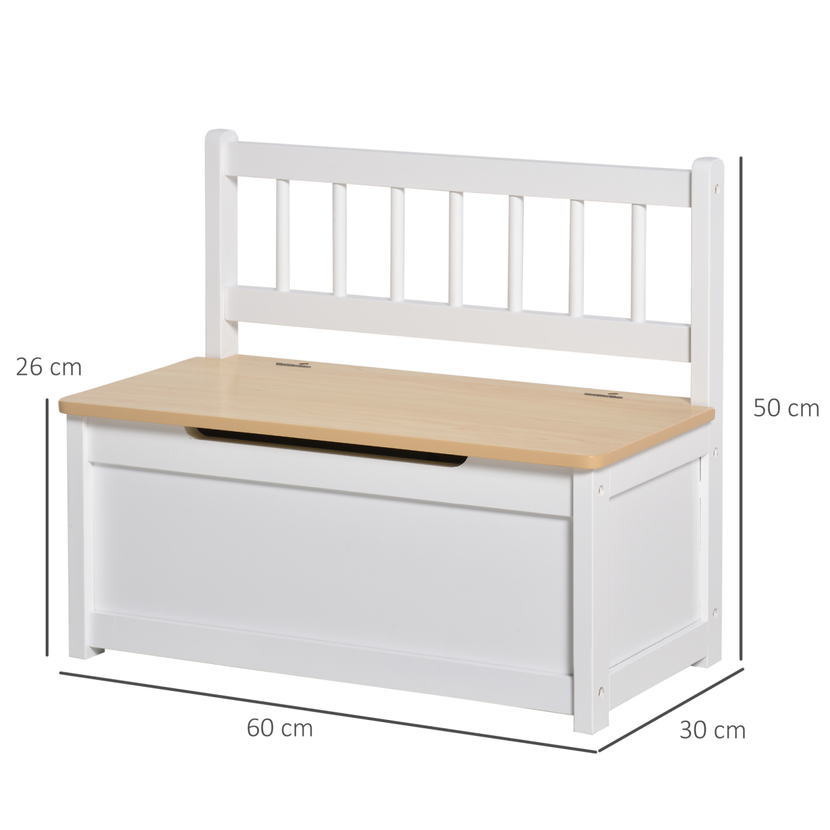 Deluxe 2-in-1 Wooden Toy Box & Kids Bench