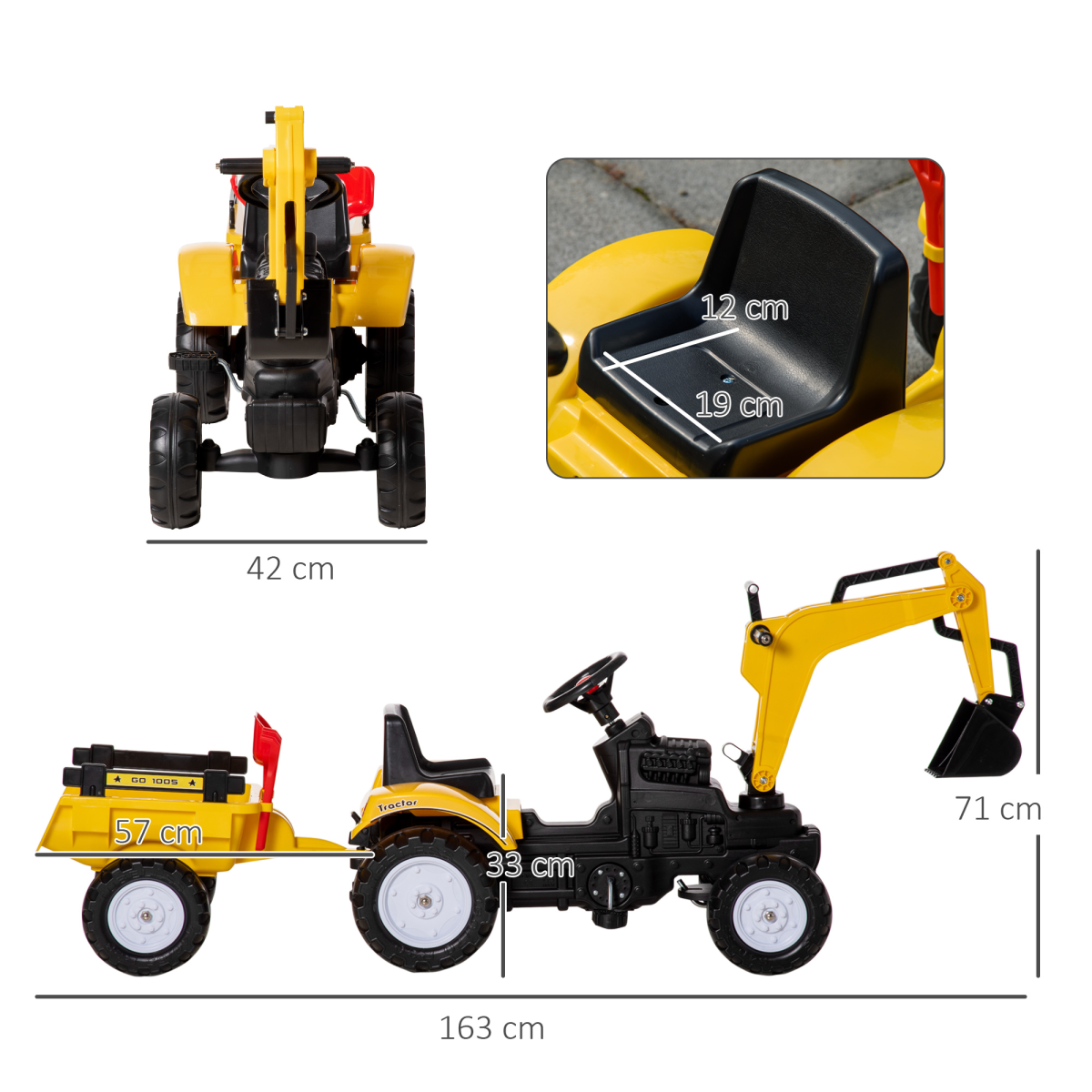 Kids Ride-On Pedal Digger Truck