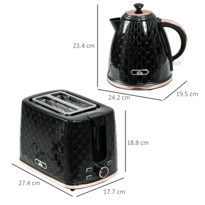 Stylish Black Kettle & Toaster Set - Rapid Boil & Perfectly Toasted!