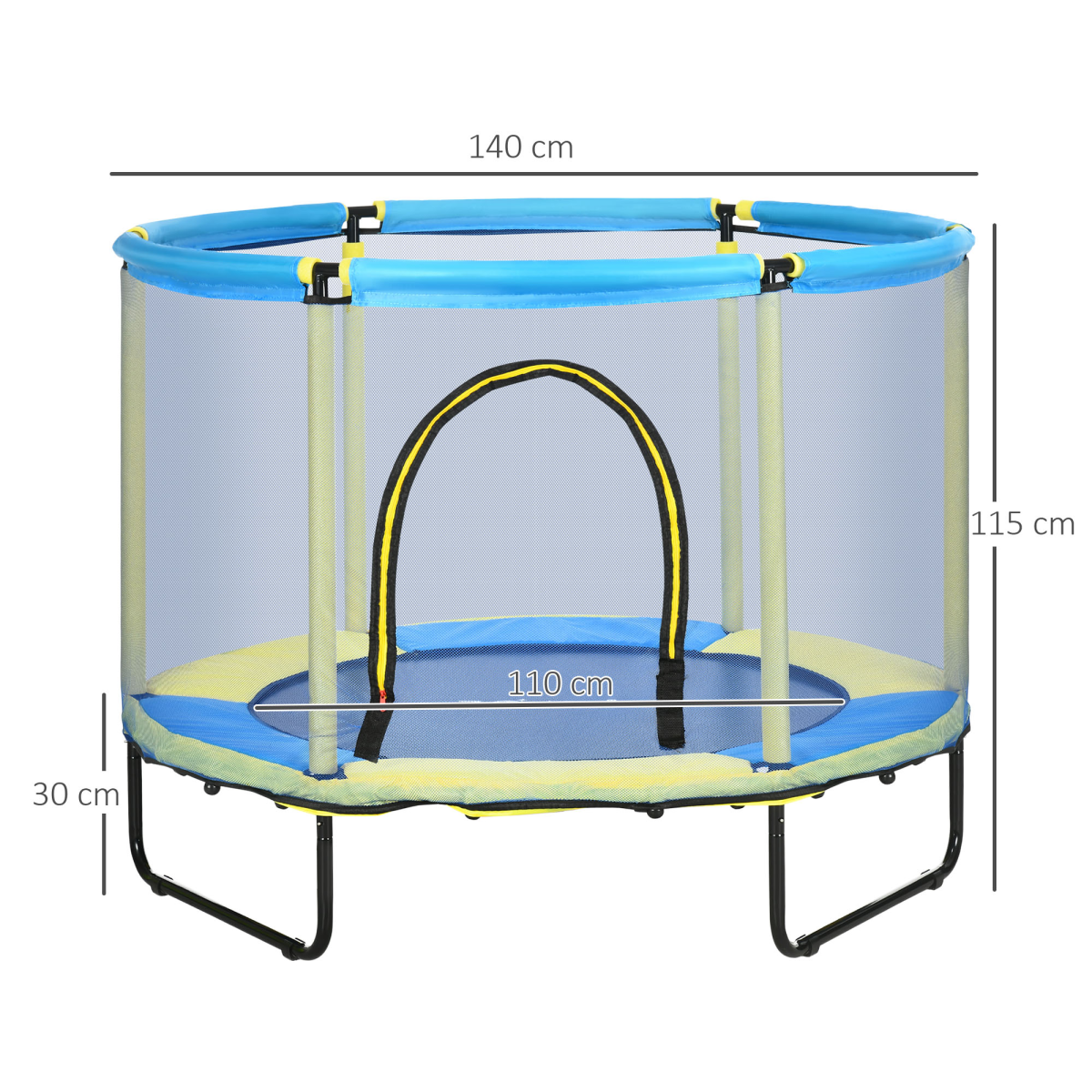 ZONEKIZ 4.6FT Bungee Trampoline with Safety Net for Kids - Blue
