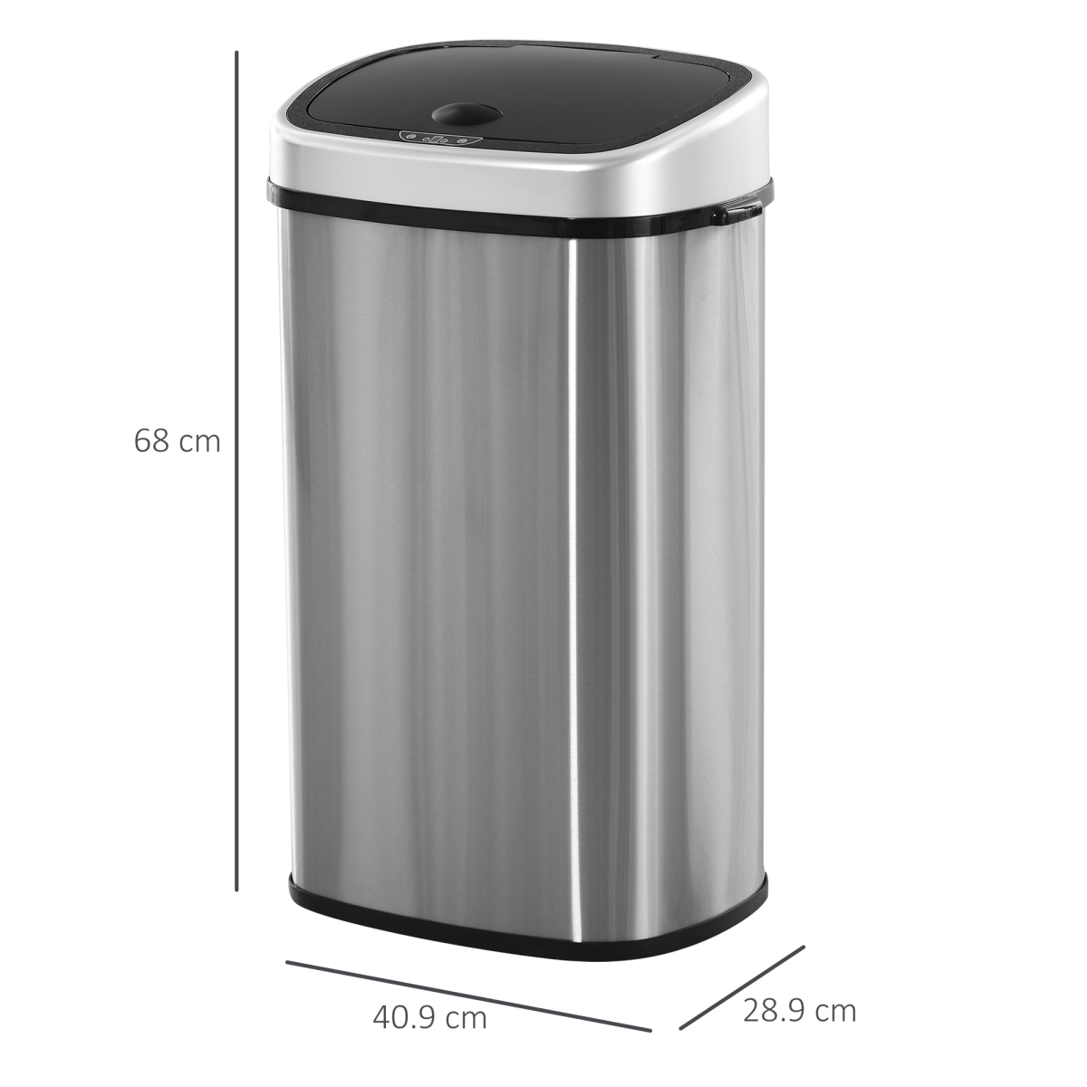 Sensor Bin  58L ABS Plastic and Mirror Stainless Steel